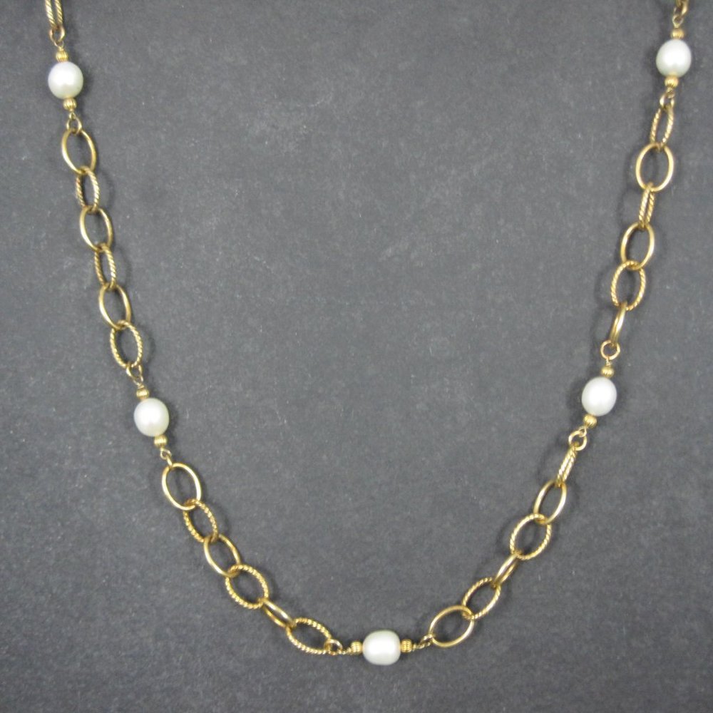 14K Vermeil Sterling Pearl Necklace 30 Inches Macys